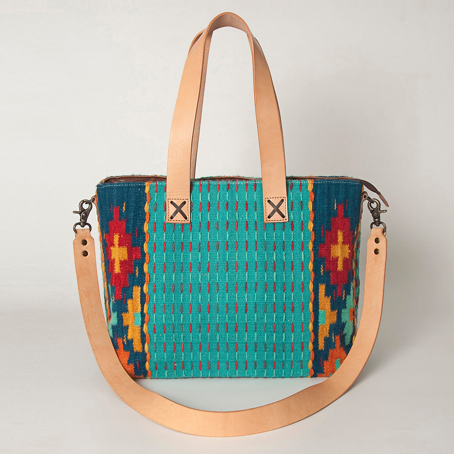 American Darling Tote Bag Hand Woven Saddle Blanket Genuine Leather Western Purse Large Shoulder Bag with YKK Zipper