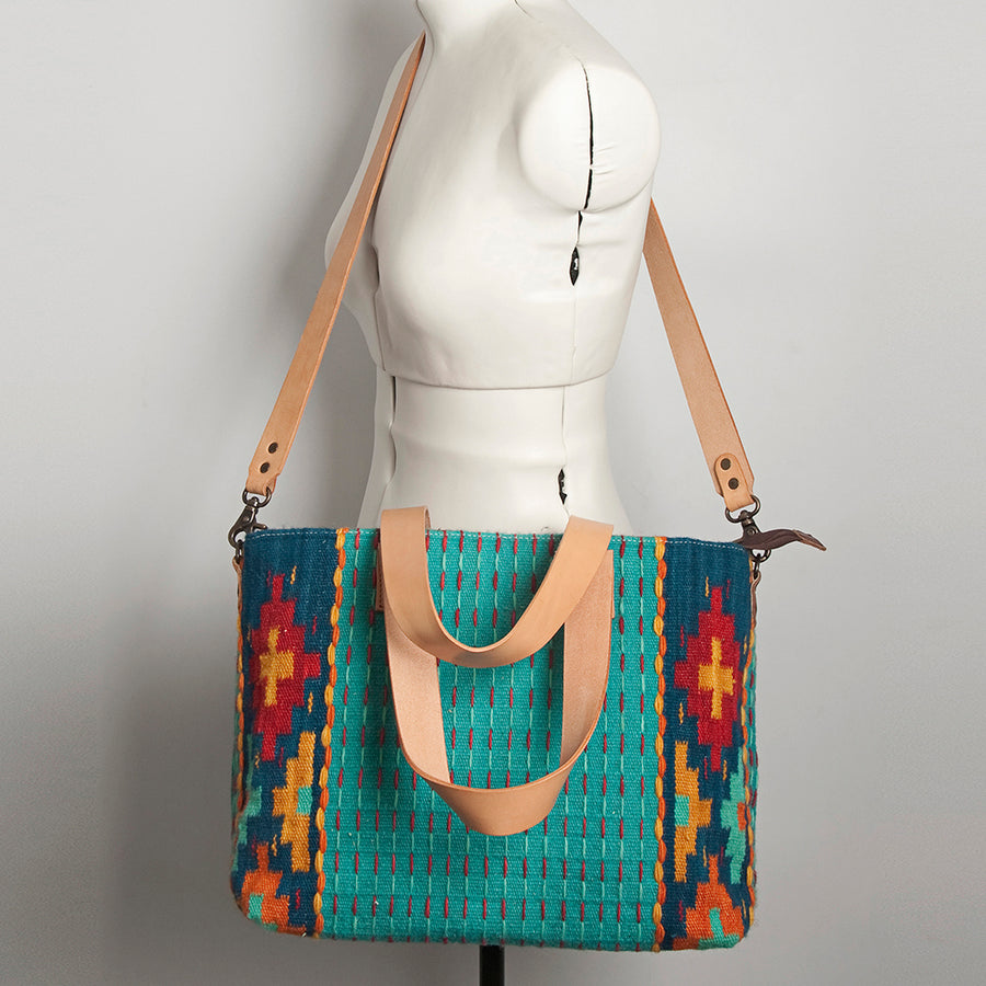 American Darling Tote Bag Hand Woven Saddle Blanket Genuine Leather Western Purse Large Shoulder Bag with YKK Zipper