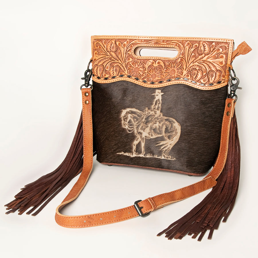 American Darling Clutch Hand Tooled Hair on Genuine Leather Western Women Bag Handbag Purse | Purses for Cute - Uhorse