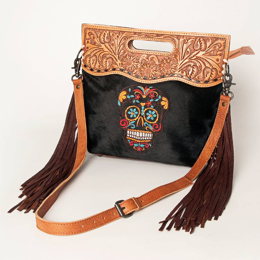 American Darling Clutch Hand Tooled Hair on Genuine Leather Western Women Bag Handbag Purse | Purses for Cute - Uhorse