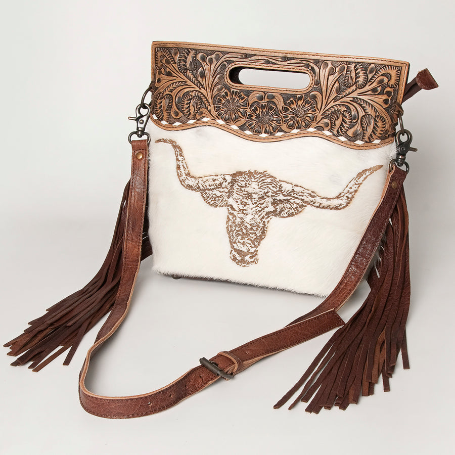 American Darling Clutch Hand Tooled Hair on Genuine Leather Western Women Bag Handbag Purse | Purses for Cute - Uhorse
