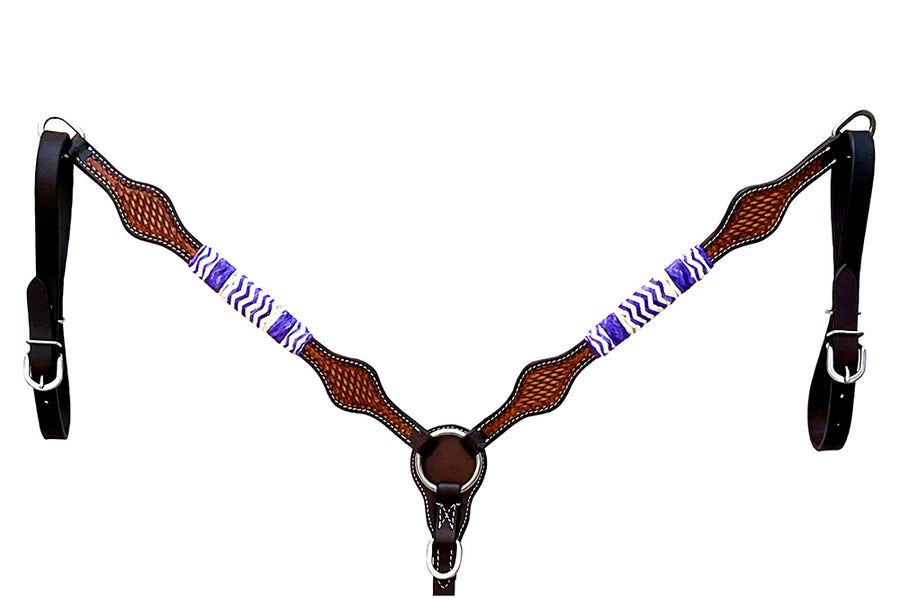 HILASON Western Horse Breast Collar Headstall Rawhide Braided American Leather Brown