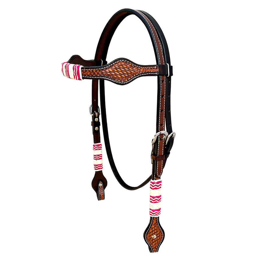 HILASON Western Horse Headstall Rawhide Braided American Leather Brown | Breast Collar Tack Set for Horses