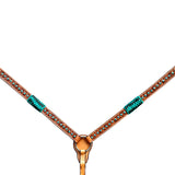 Bar H Equine Horse Genuine Leather Rawhide Stud Breast Collar ,Headstall Brown