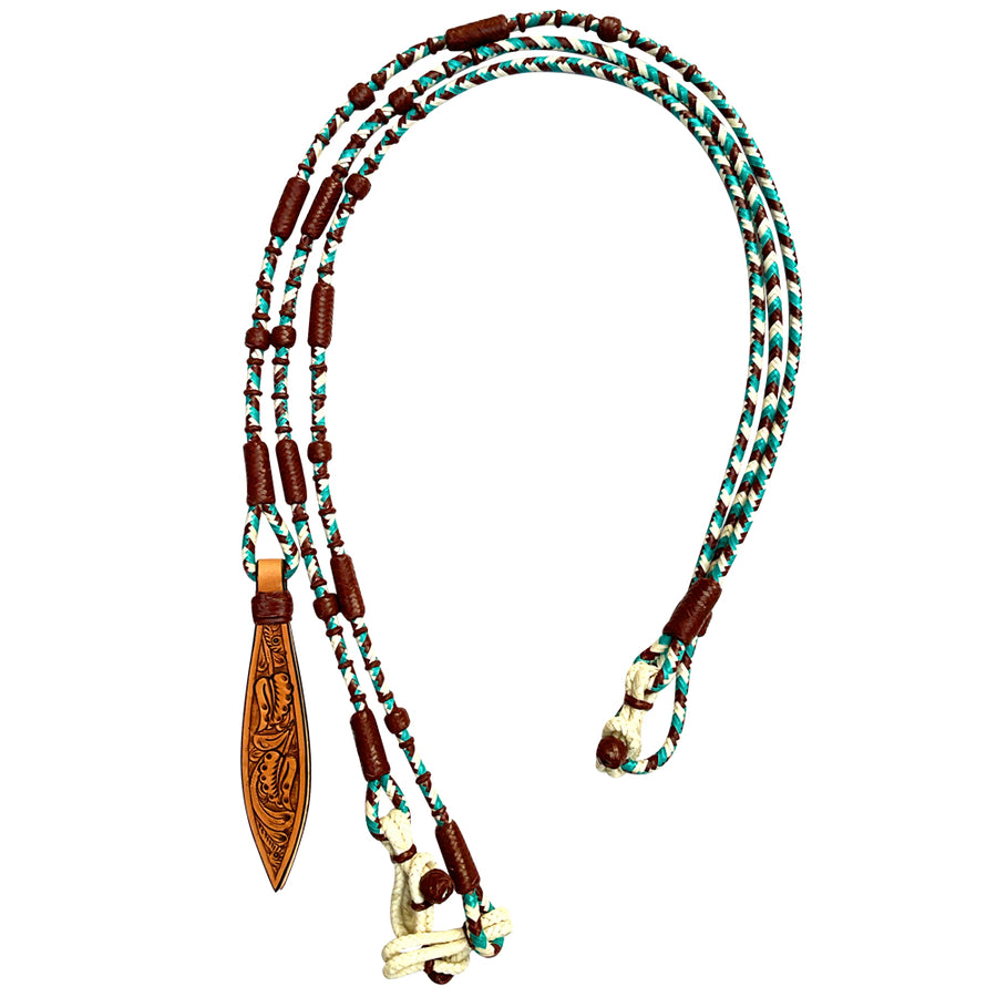 Hilason Western Rawhide Braided Leather Show Rommel Romel Romal Reins Horse