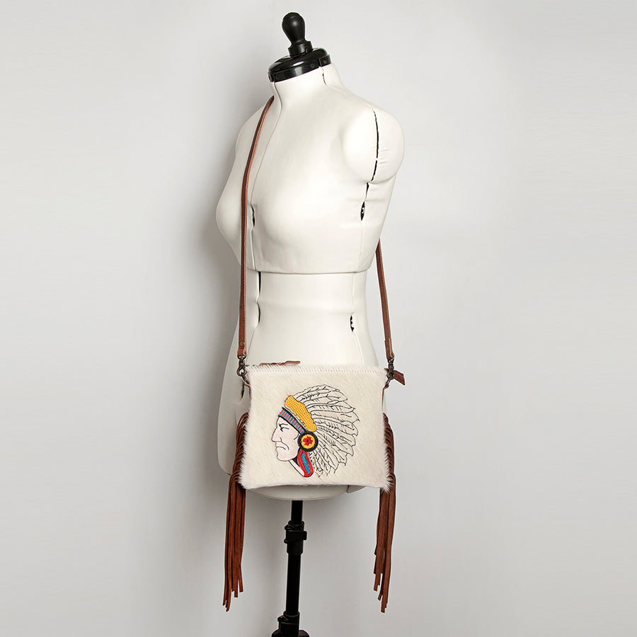 American Darling Western Small Crossbody Bag – Genuine Hair-On Cowhide Leather with Fringes, Adjustable Strap, Handcrafted in Texas