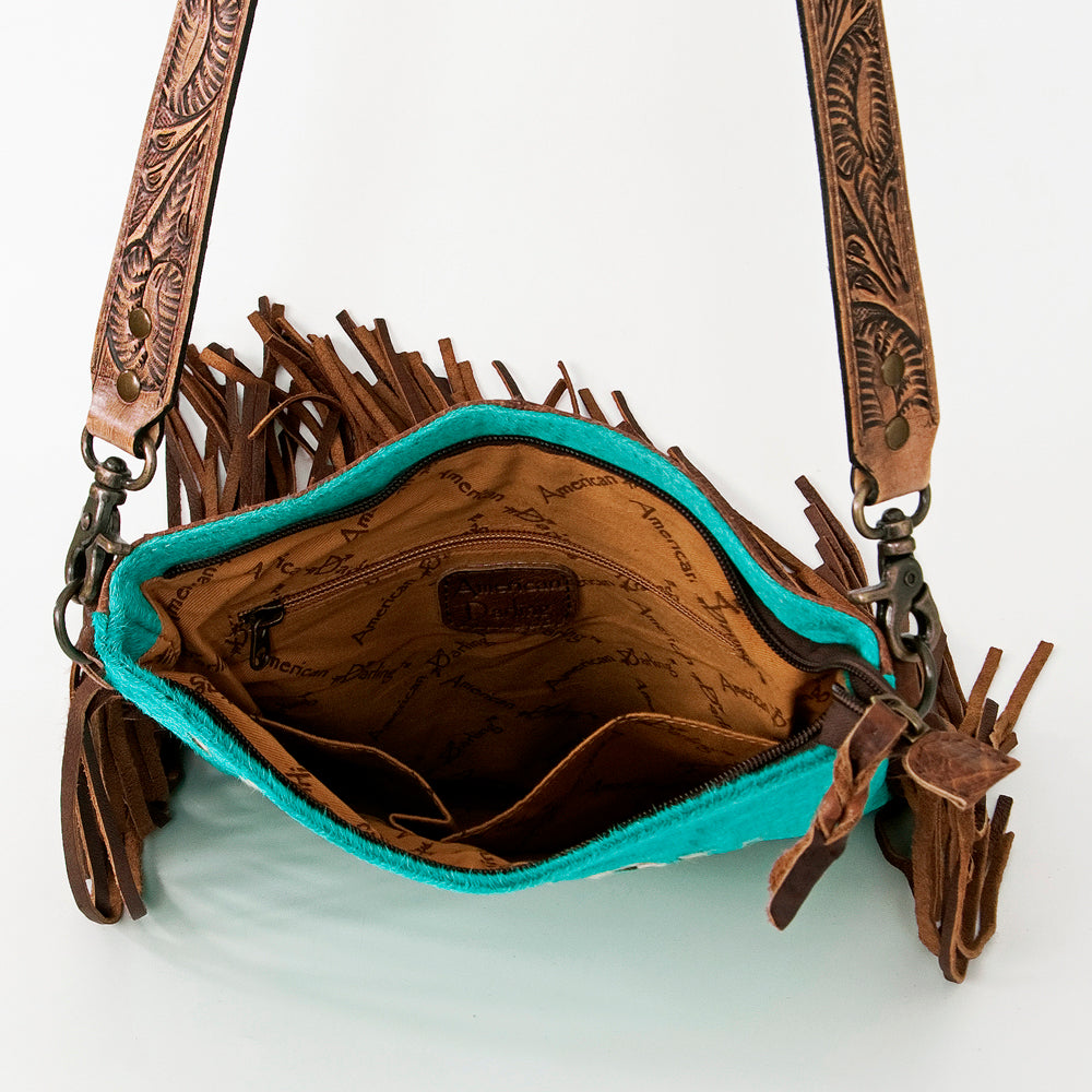 ADBGS192BF American Darling Hand Tooled Hair On Genuine Leather Women Bag Western Handbag Purse