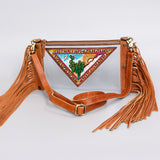 American Darling ADBGF103B Clear Bag Hand Tooled Genuine Leather Women Bag Western Handbag Purse