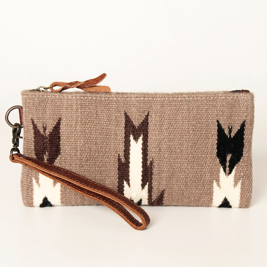 American Darling Wristlet Bag Handcrafted from Floral Embossed Damascus Genuine Leather with YKK Zipper and Wrist Strap