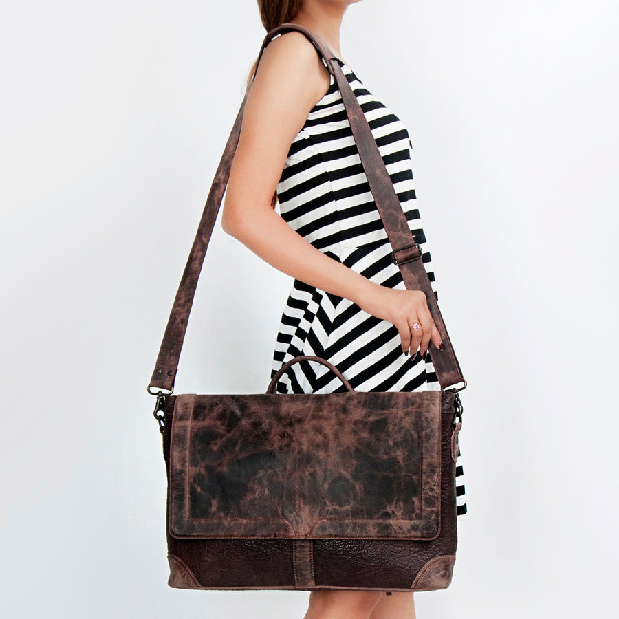 Never Mind Nmbgz134 Briefcase Vintage Handmade Genuine Cowhide Leather Women Bag Western Handbag Purse