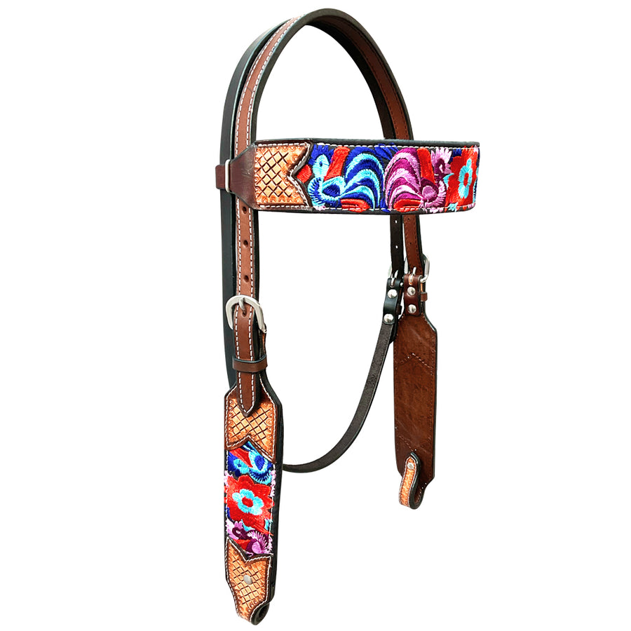 Bar H Equine Western Leather Horse Headstall Brown - Uhorse