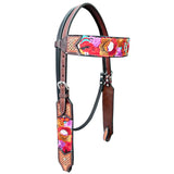 Bar H Equine Western Leather Horse Headstall & Breast Collar Brown |  Horse Leather Headstall | Leather Breast Collar
