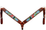 Bar H Equine Western Leather Horse Headstall & Breast Collar Brown |  Horse Leather Headstall | Leather Breast Collar