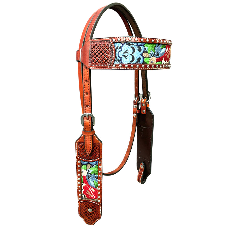 Bar H Equine Western Leather Horse Headstall Brown - Uhorse