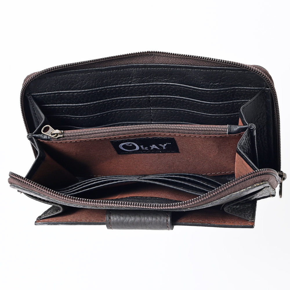 OHLAY WALLET Hand Tooled Genuine Leather women bag western handbag purse