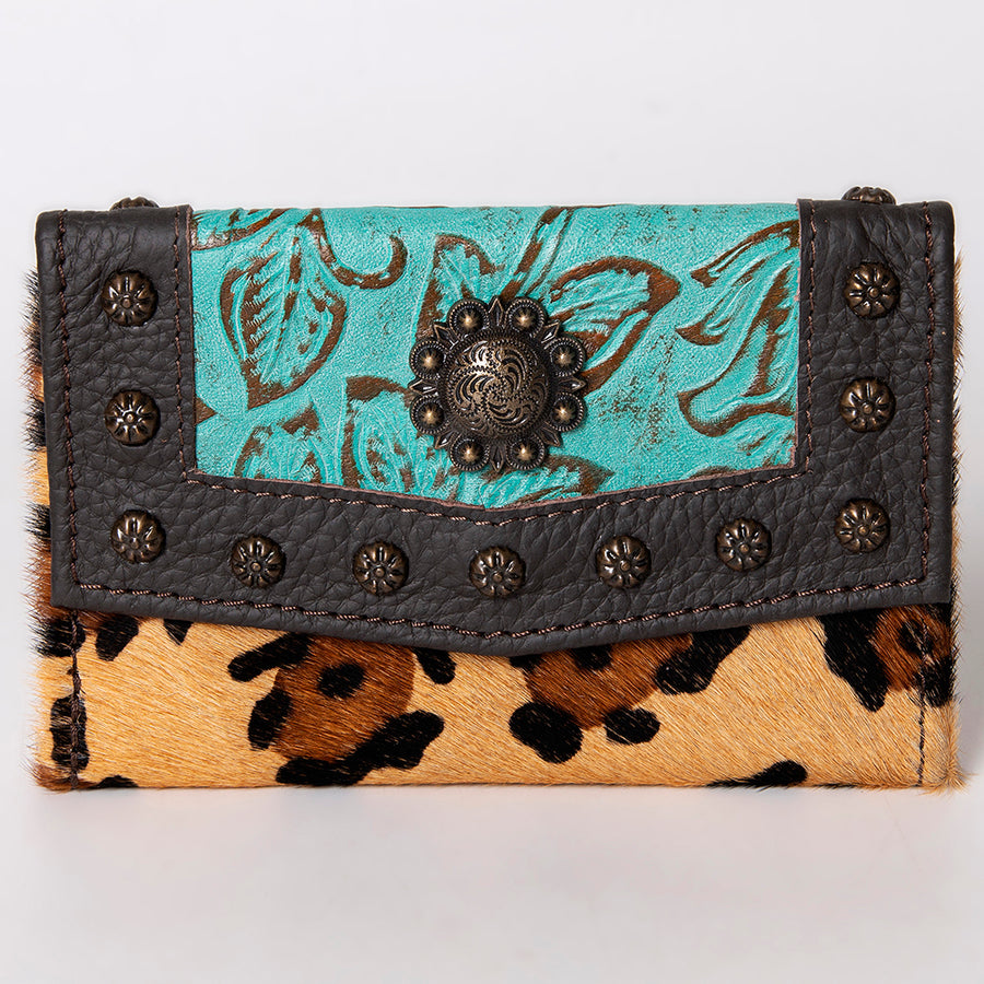OHLAY Wallet Embossed Hair-On Genuine Leather Women Bag Western Handbag Purse | Womens Handbags |Leather Belt for Summer