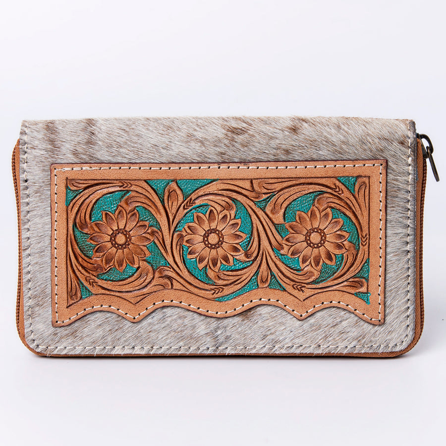 OHLAY Wallet Hand Tooled Hair-On Genuine Leather Women Bag Western Handbag Purse | Womens Handbags |Leather Belt for Summer