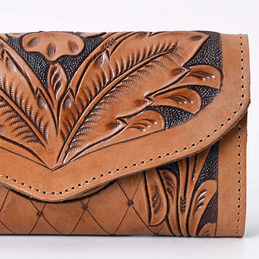 OHLAY Wallet Hand Tooled Genuine Leather Women Bag Western Handbag Purse | Womens Handbags |Leather Belt for Summer