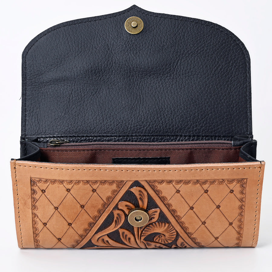 OHLAY Wallet Hand Tooled Genuine Leather Women Bag Western Handbag Purse | Womens Handbags |Leather Belt for Summer