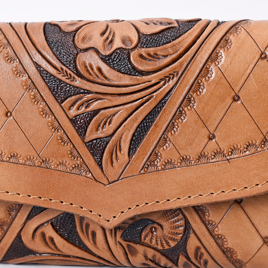 OHLAY Wallet Hand Tooled Genuine Leather Women Bag Western Handbag Purse | Womens Handbags |Leather Belt for Summer