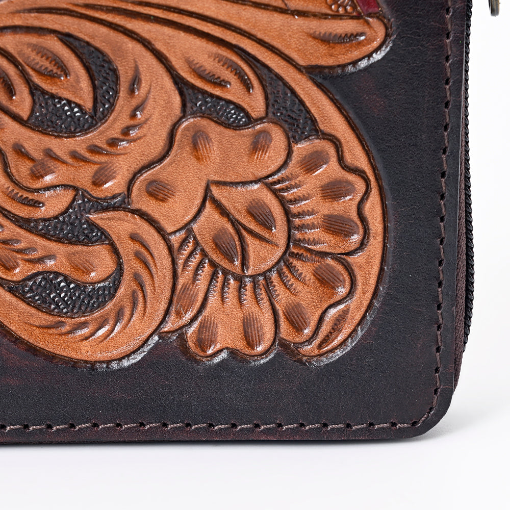 OHLAY WALLET Hand Tooled Genuine Leather women bag western handbag purse