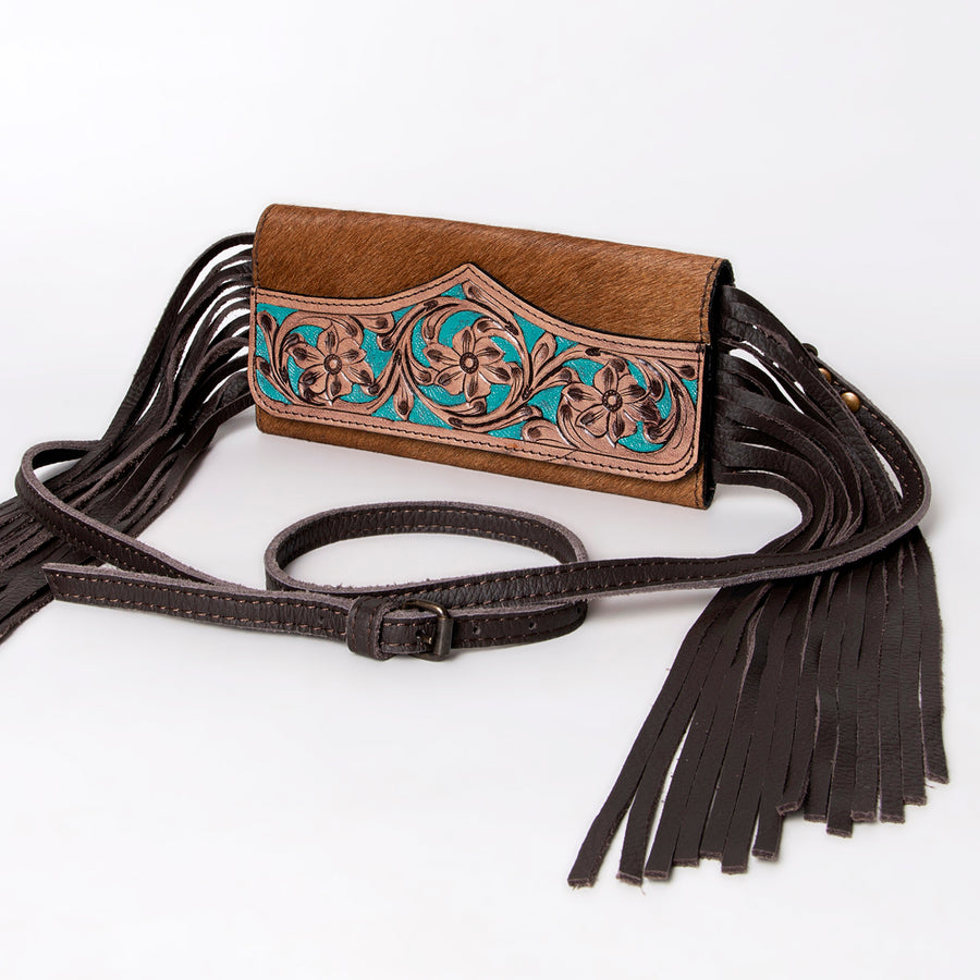 OHLAY Wallet Hand Tooled Hair-On Genuine Leather Women Bag Western Handbag Purse | Womens Handbags |Leather Belt for Summer