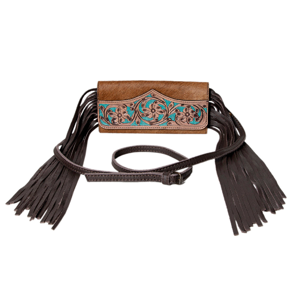 OHLAY WALLET Hand Tooled Hair-on Genuine Leather women bag western handbag purse
