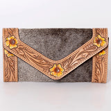 OHLAY WALLET Hand Tooled Hair-on Genuine Leather women bag western handbag purse