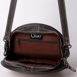 OHLAY KBG147 Canteen Hand Tooled Hair-On Genuine Leather women bag western handbag purse