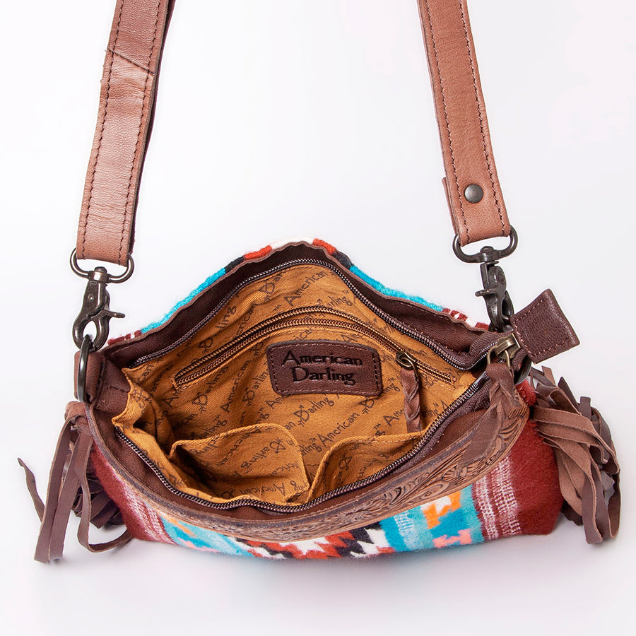 American Darling Signature Crossbody Hand Tooled Saddle Blanket Genuine Leather Women Bag Western Handbag Purse