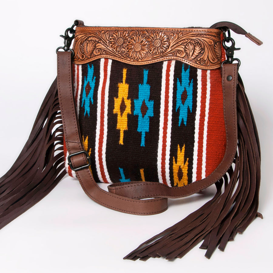 American Darling Signature Crossbody Hand Tooled Saddle Blanket Genuine Leather Women Bag Western Handbag Purse - Uhorse