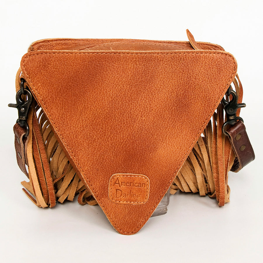 American Darling Cross body Bag, Genuine Leather Western Purse with Hair-On Cowhide, Handcrafted Fringes & YKK Zipper