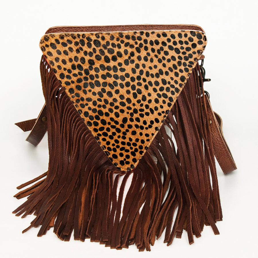 American Darling Cross body Bag, Genuine Leather Western Purse with Hair-On Cowhide, Handcrafted Fringes & YKK Zipper
