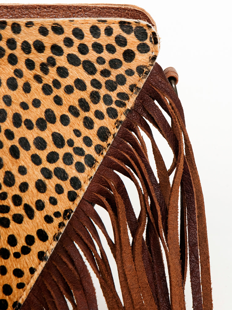 American Darling Cross body Bag, Genuine Leather Western Purse with Hair-On Cowhide, Handcrafted Fringes & YKK Zipper