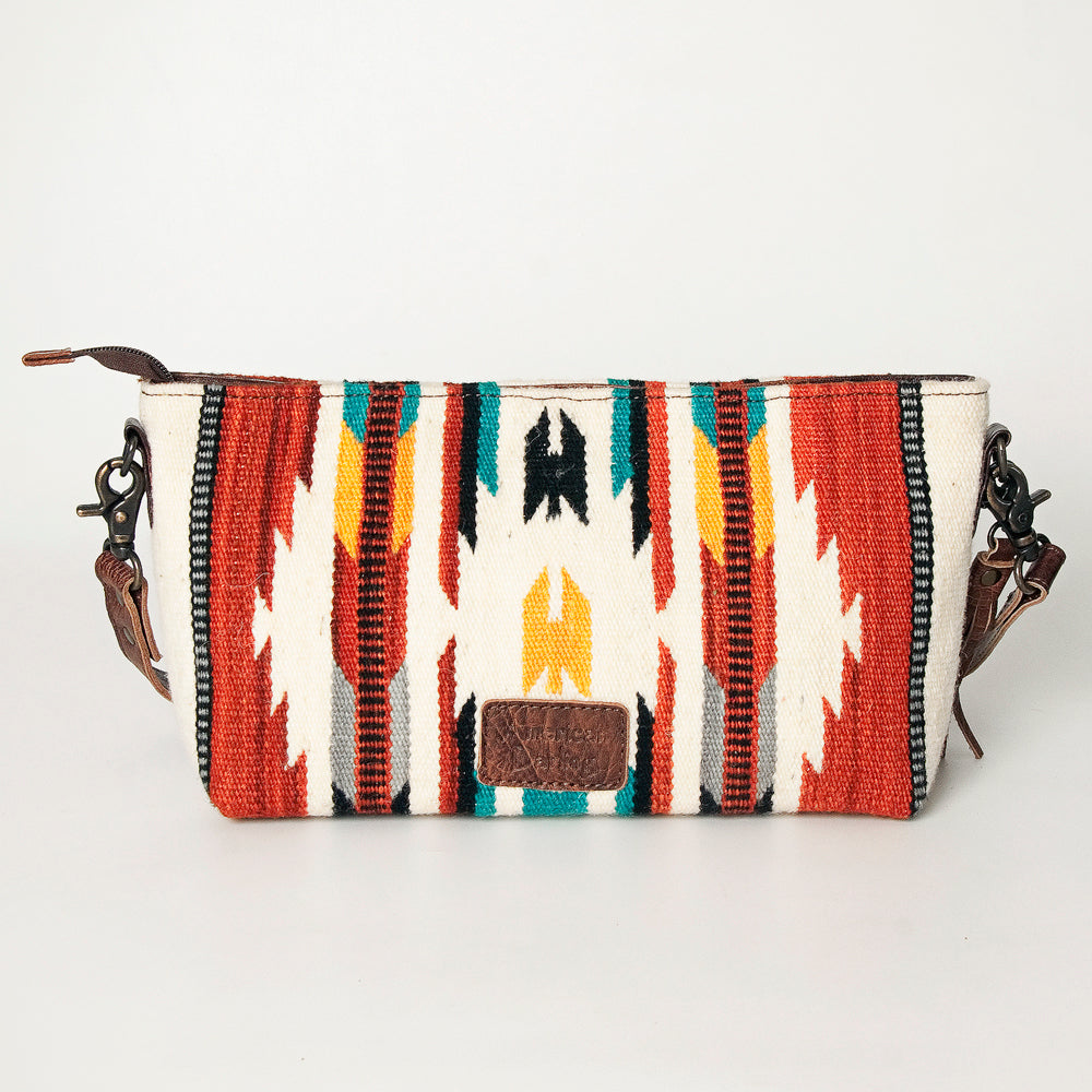 American Darling Cross Body Saddle Blanket Fabric Genuine Leather Western Women Bag | Black Handbag Purse Crossbody for Cute