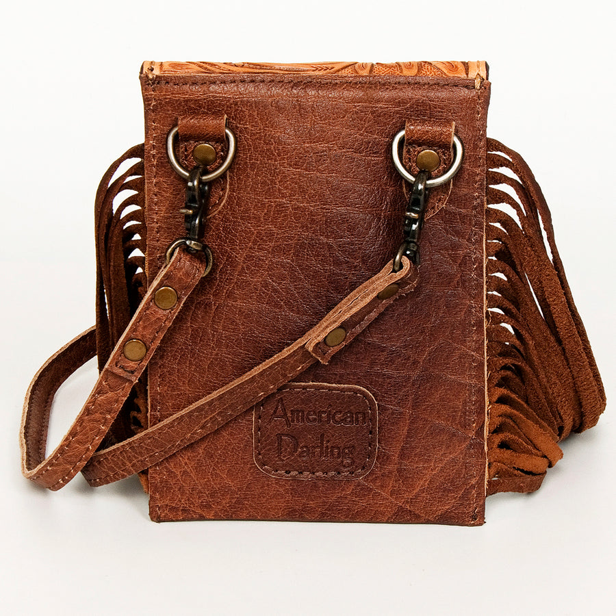 American Darling Cell phone holder, Hair-On Cowhide & Genuine Vegetable-Tanned Leather, Small Western Crossbody Purse