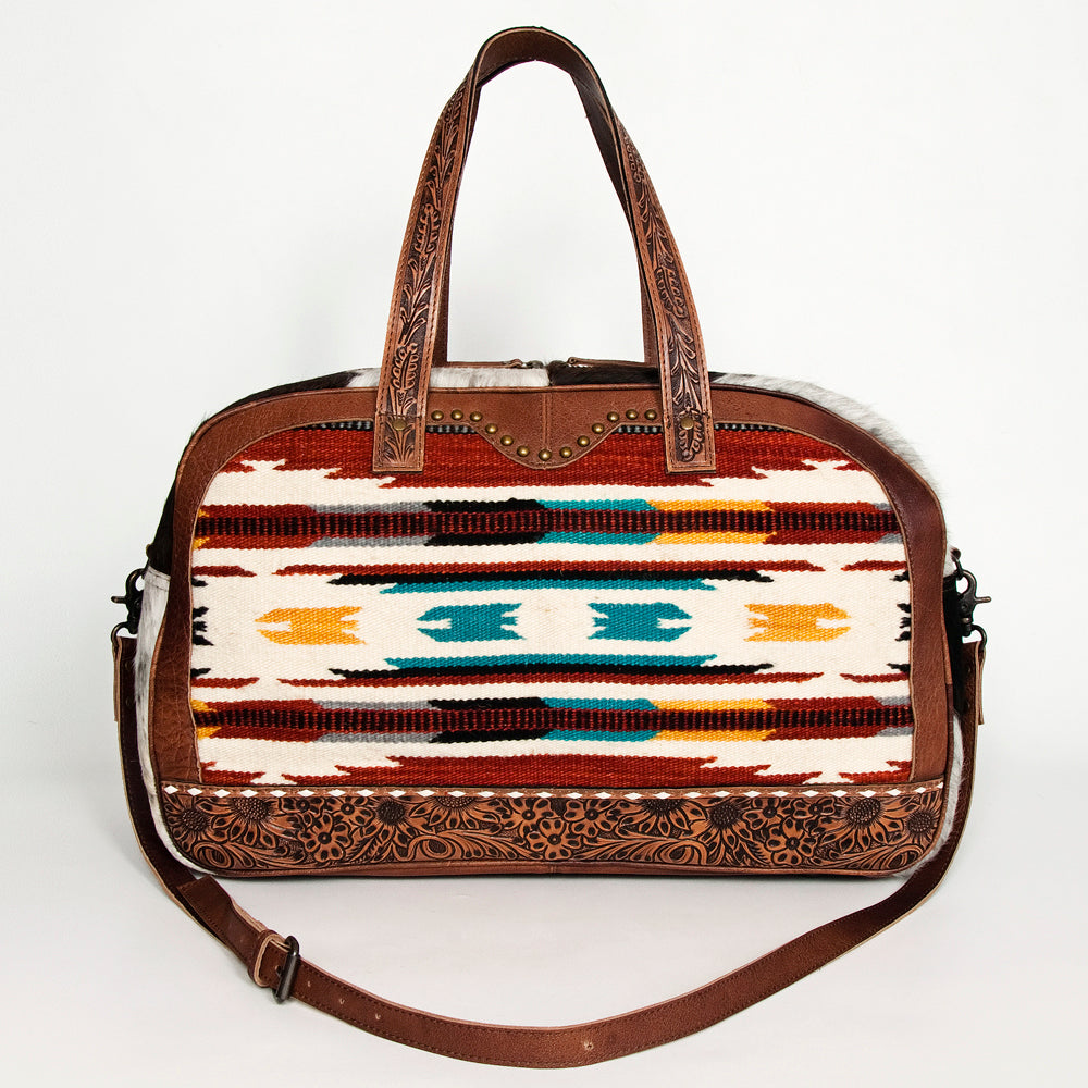 American Darling Duffel Saddle Blanket Hair On Genuine Leather Western Women Bag | Handbag Duffle Weekend Travel Bags