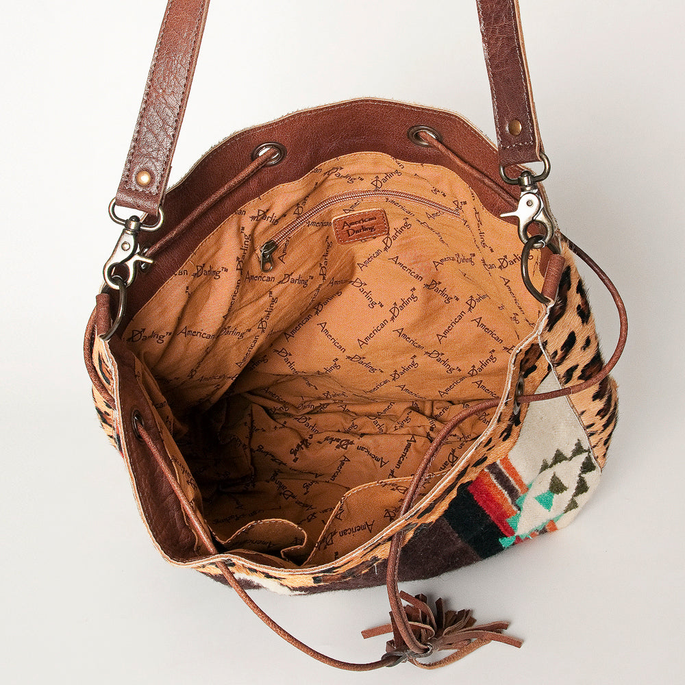 American Darling Hobo Saddle Blanket Hair Genuine Leather Western Women Bag Handbag Purse | Travel Bags College Casual