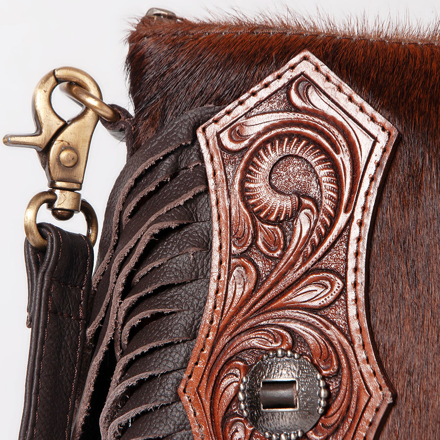 OHLAY Hobo Hand Tooled Hair-On Genuine Leather Women Bag Western Handbag Purse | Womens Handbags Belt for Summer