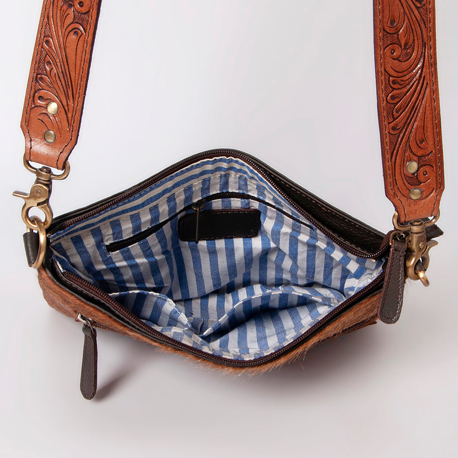 KBK110 Ohlay Western Genuine Hair-On Leather Hand Tooled Women Crossbody Bags