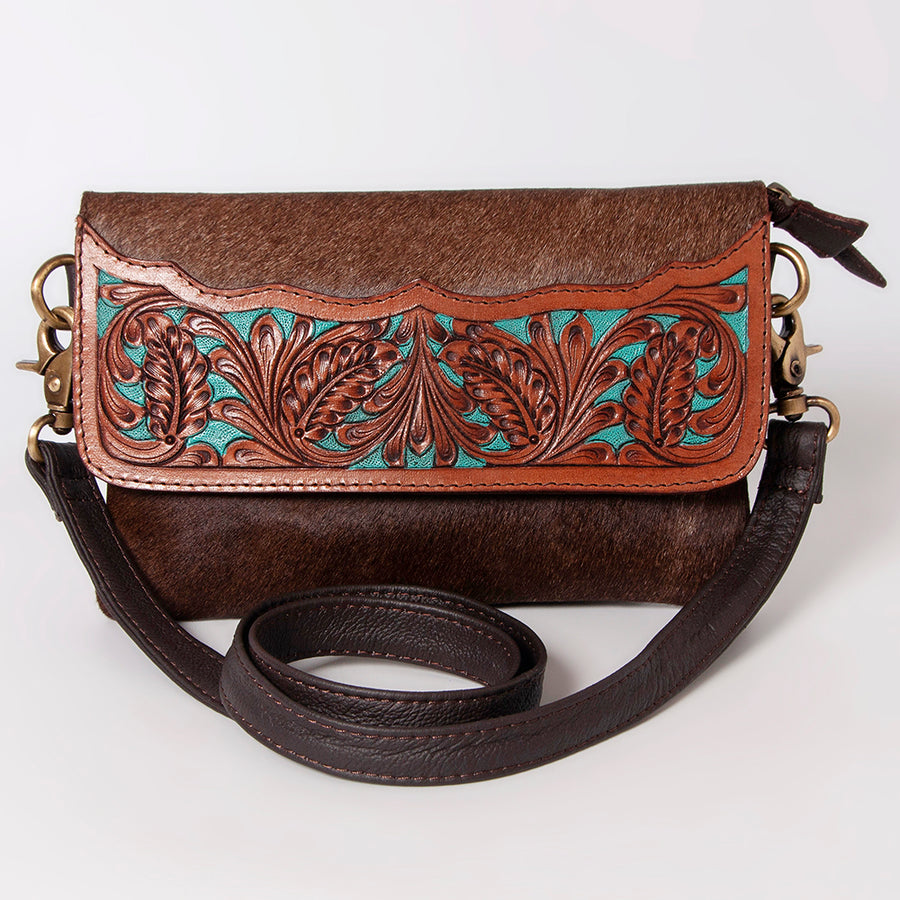 OHLAY Clutch Hand Tooled Hair on Genuine Leather Western Women Bag Handbag Purse | Purses for Cute