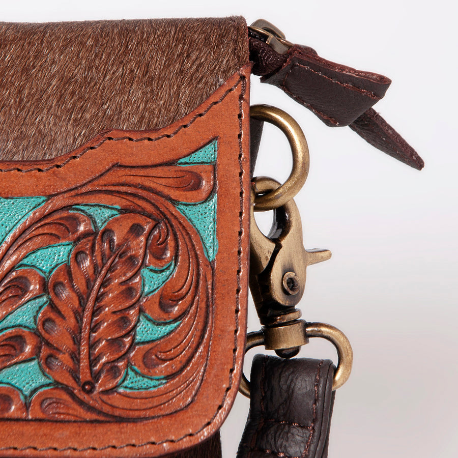 OHLAY Clutch Hand Tooled Hair on Genuine Leather Western Women Bag Handbag Purse | Purses for Cute
