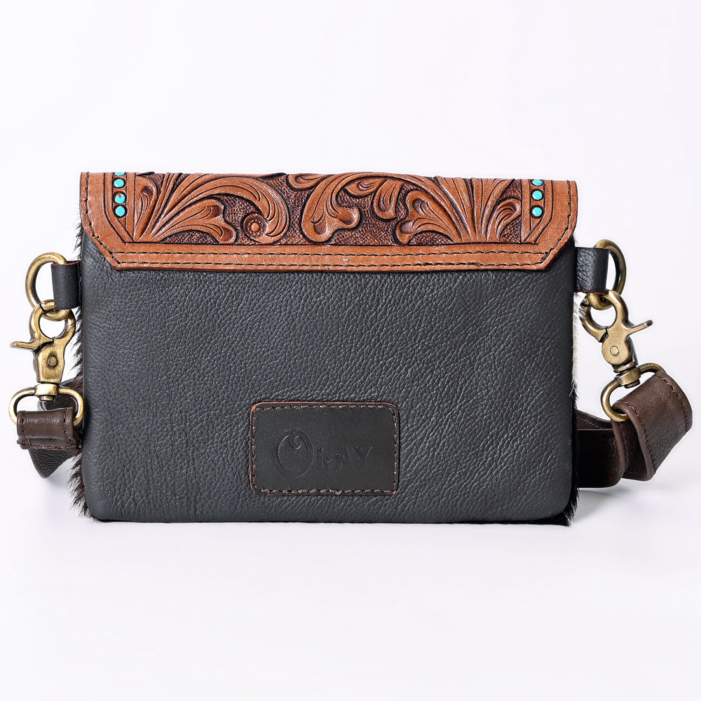 Ohlay Bags KBK113 Clutch Hand Tooled Hair-On Genuine Leather Women Bag Western Handbag Purse
