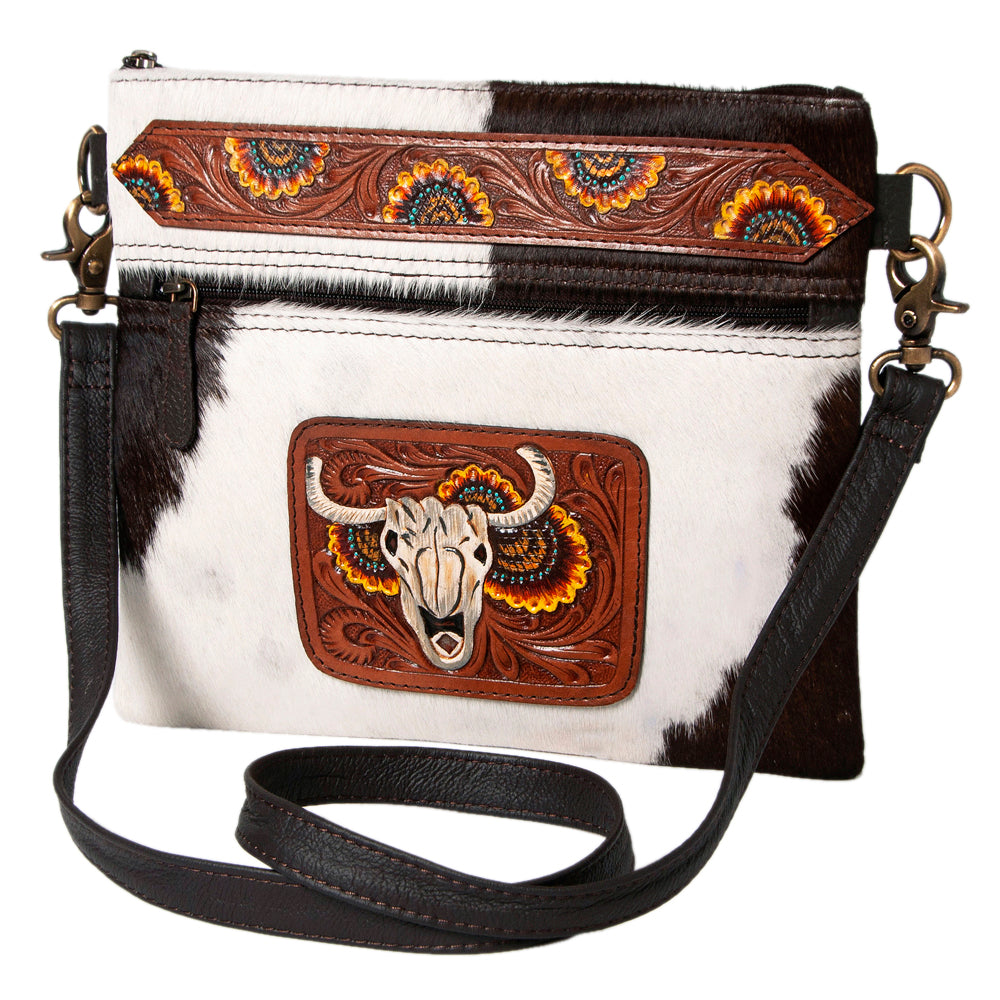 Ohlay Bags KBK114 Clutch Hand Tooled Hair-On Genuine Leather Women Bag Western Handbag Purse