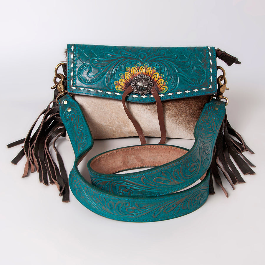 OHLAY Clutch Hand Tooled Hair on Genuine Leather Western Women Bag Handbag Purse | Purses for Cute