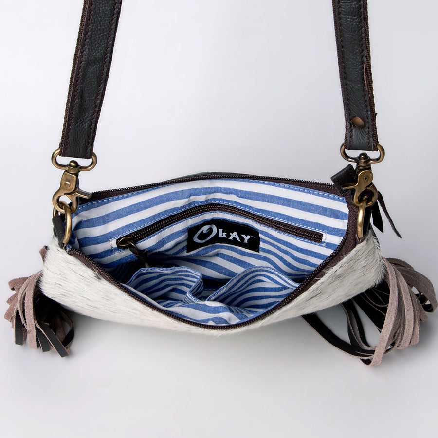 OHLAY Messenger Hand Tooled Hair-On Genuine Leather Women Bag Western Handbag Purse | Womens Handbags Belt for Summer