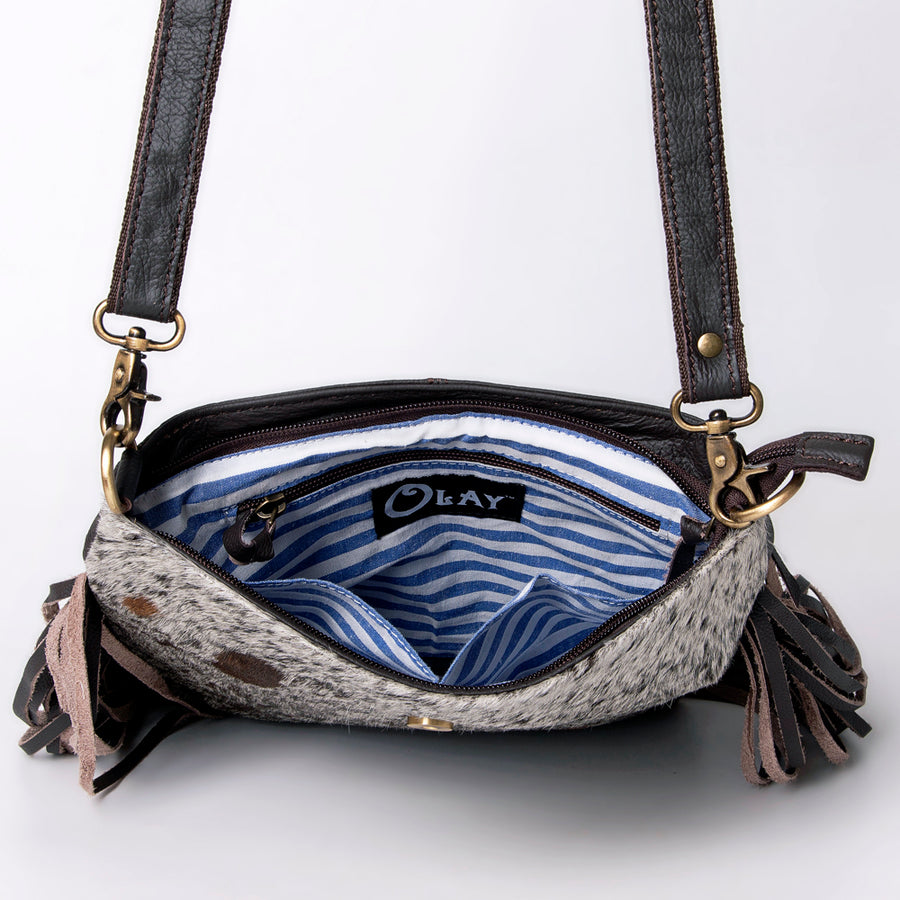 OHLAY Messenger Hand Tooled Hair-On Genuine Leather Women Bag Western Handbag Purse | Womens Handbags Belt for Summer