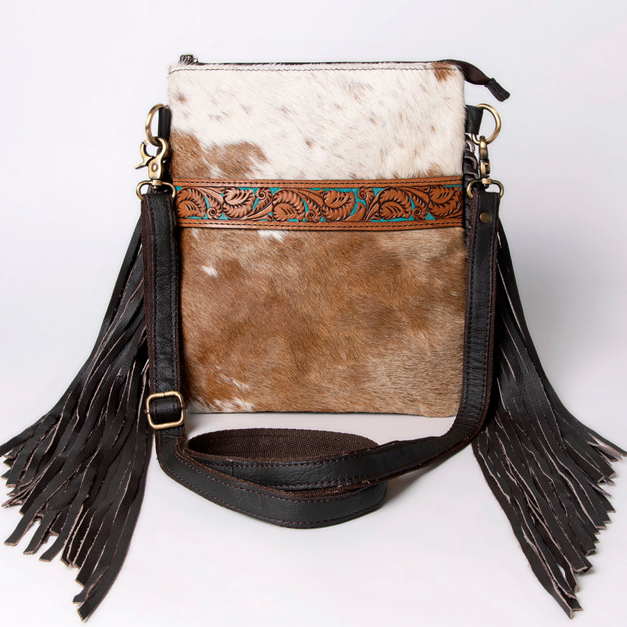 Ohlay Bags KBA109 Cross Body I Hand Tooled Hair-On Genuine Leather Women Bag Western Handbag Purse