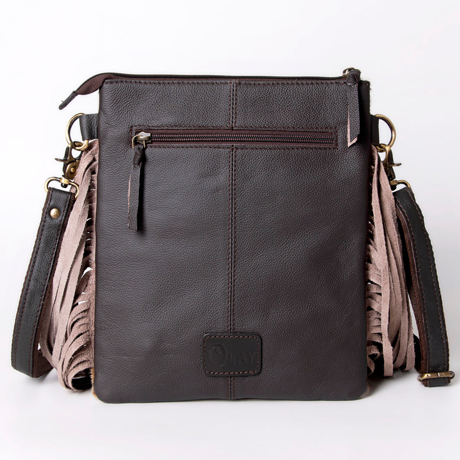 Ohlay Bags KBA109 Cross Body I Hand Tooled Hair-On Genuine Leather Women Bag Western Handbag Purse
