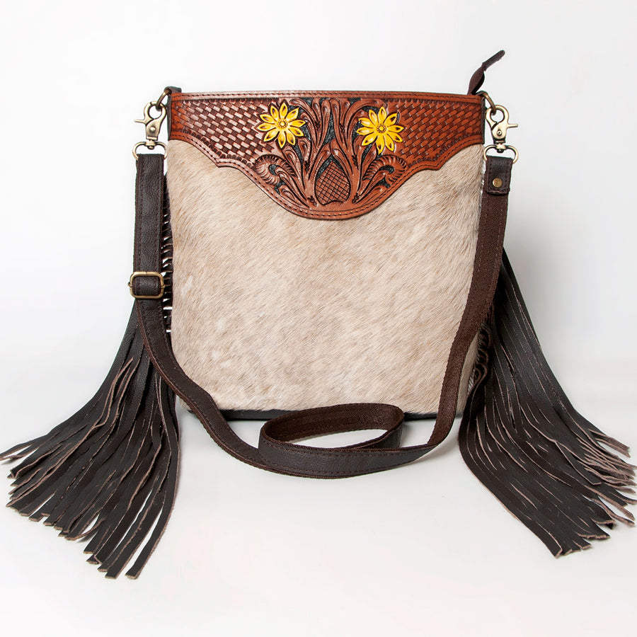 Ohlay Bags KBA117 Cross Body I Hand Tooled Hair-On Genuine Leather Women Bag Western Handbag Purse